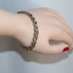 Sterling Silver Gold Diamond Illusion Setting Bracelet